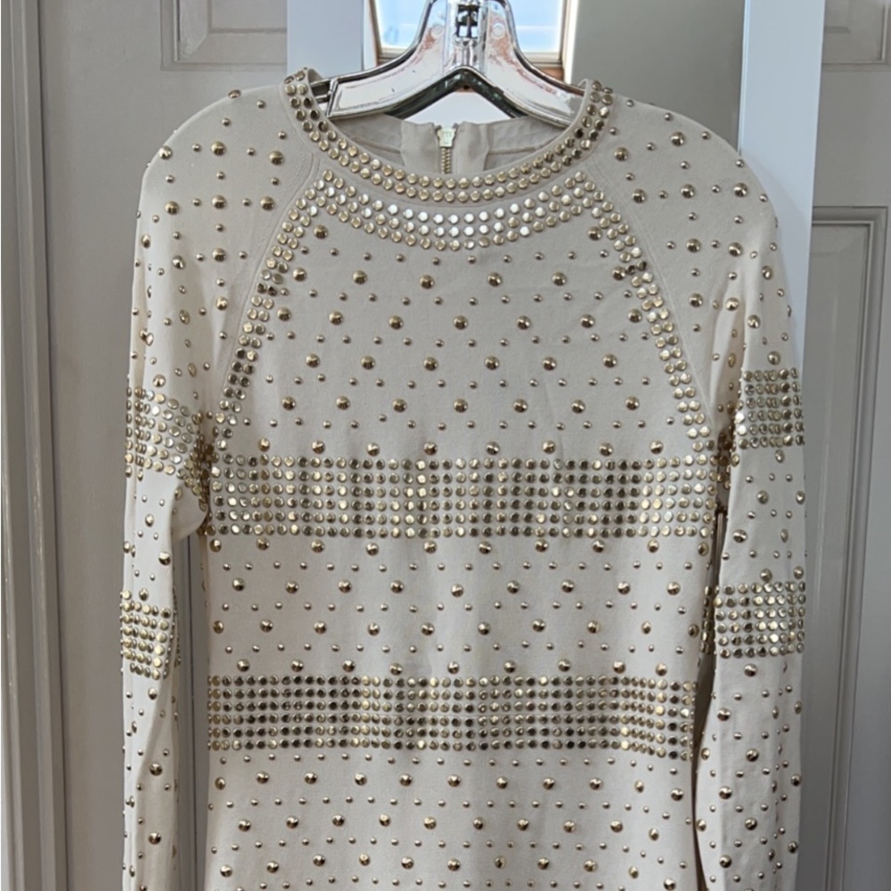Beautiful Never worn Sweater Dress off white and gold buttons